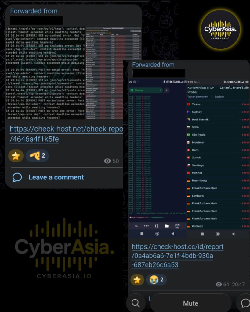 RipperSec DDoS Israel: National Tourism Portal Knocked Offline in #OpZionistV2 - CyberAsia Threat Intel Evidence