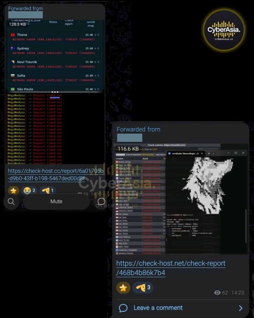 RipperSec & The Comrade’s Group Claim DDoS Attack on Israeli Tourism Site - CyberAsia Threat Intel Evidence