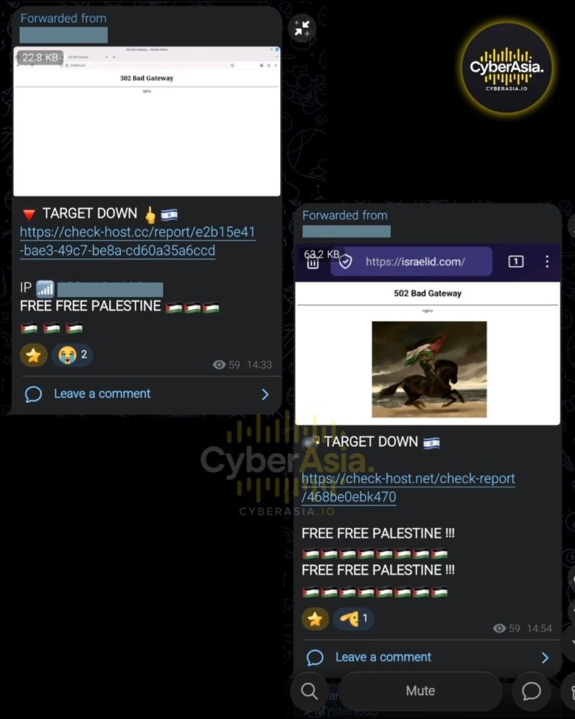 RipperSec & The Comrade’s Group Claim DDoS Attack on Israeli Tourism Site - CyberAsia Threat Intel Evidence