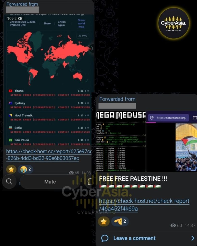 RipperSec Downs Nature Israel in #OpZionistV2 DDoS Attack - CyberAsia Threat Intel Evidence