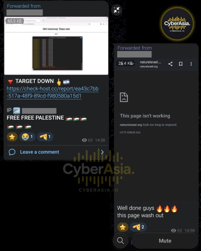 RipperSec Downs Nature Israel in #OpZionistV2 DDoS Attack - CyberAsia Threat Intel Evidence