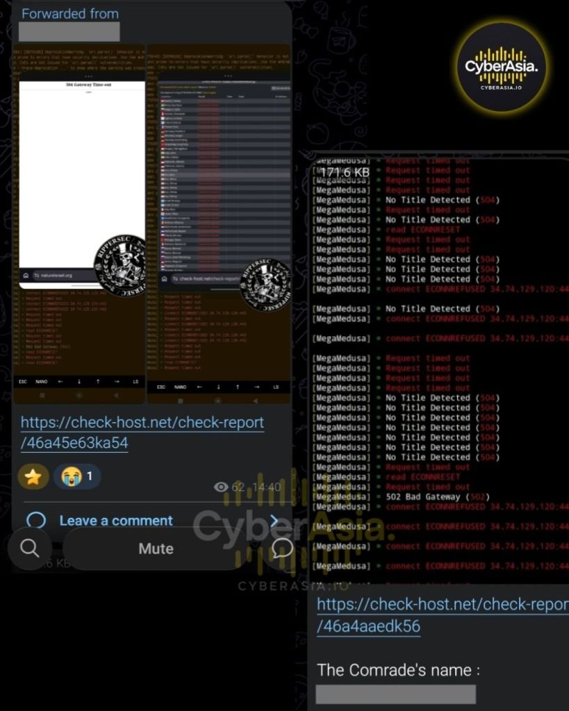 RipperSec Downs Nature Israel in #OpZionistV2 DDoS Attack - CyberAsia Threat Intel Evidence