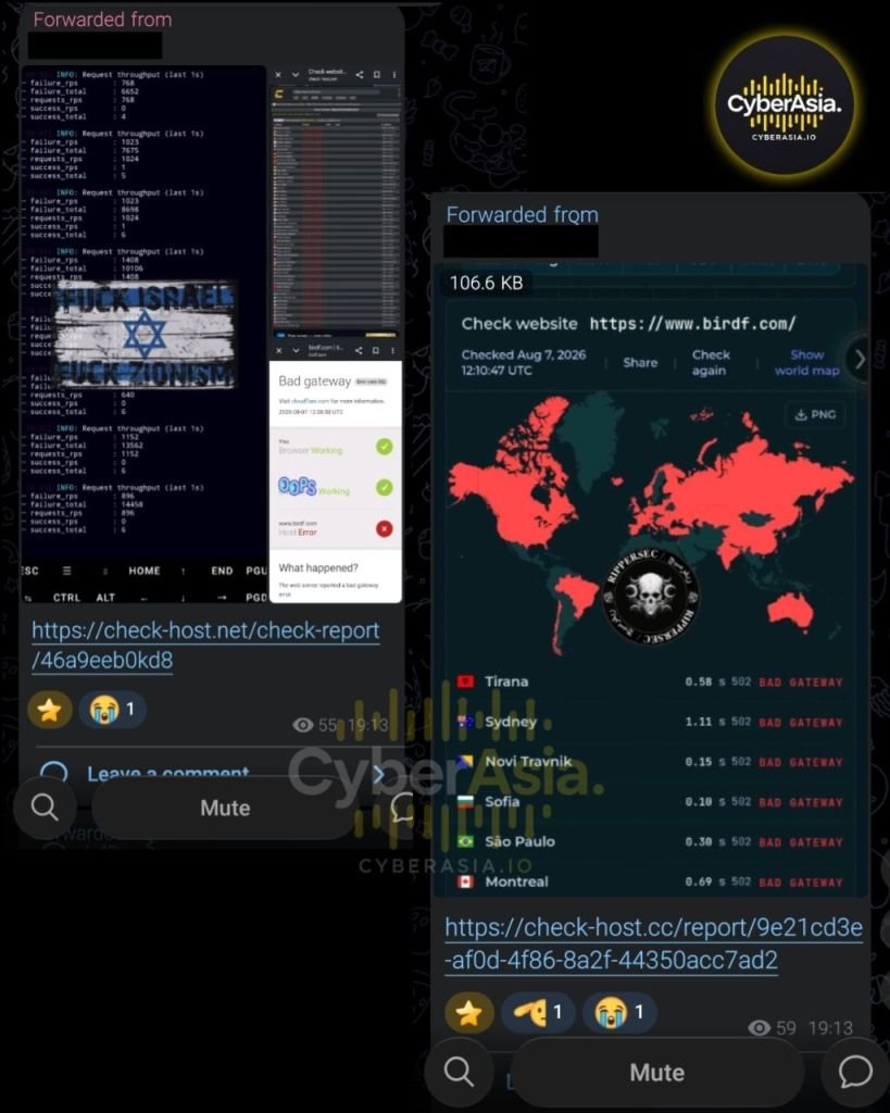 RipperSec Escalates #OpZionistV2, Targets Israel-U.S. Bird Foundation - CyberAsia Threat Intel Evidence