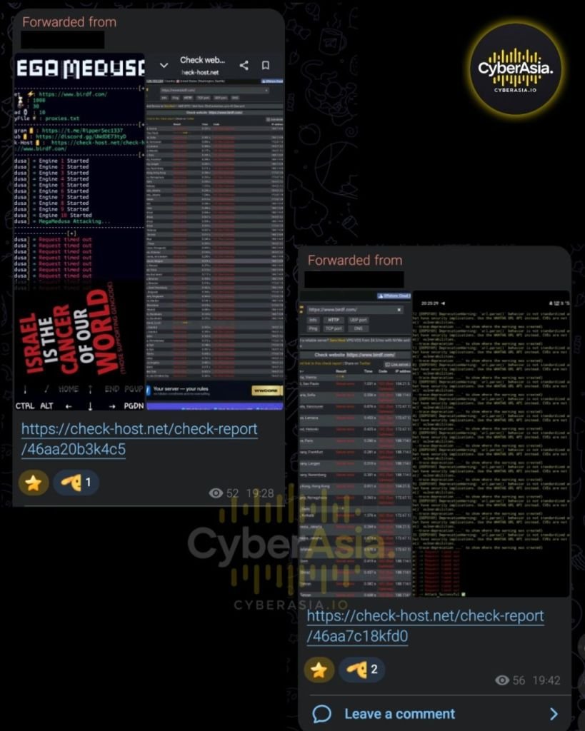 RipperSec Escalates #OpZionistV2, Targets Israel-U.S. Bird Foundation - CyberAsia Threat Intel Evidence