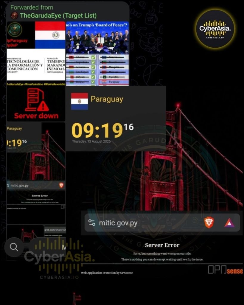 Paraguay’s MITIC Server Down for 24 Hours, TheGarudaEye in Spotlight - CyberAsia Threat Intel Evidence