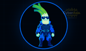 CyberLeeks - official tactical leek mascot insignia in blue neon circle for CyberAsia