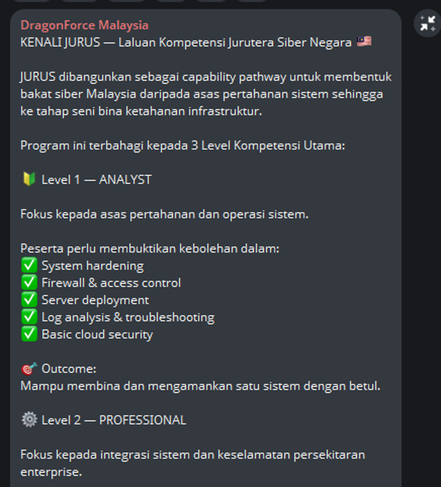 DragonForce Malaysia JURUS Cybersecurity Training Program and Educational Pivot