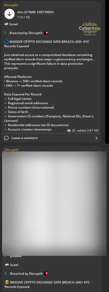 Israel crypto data breach
