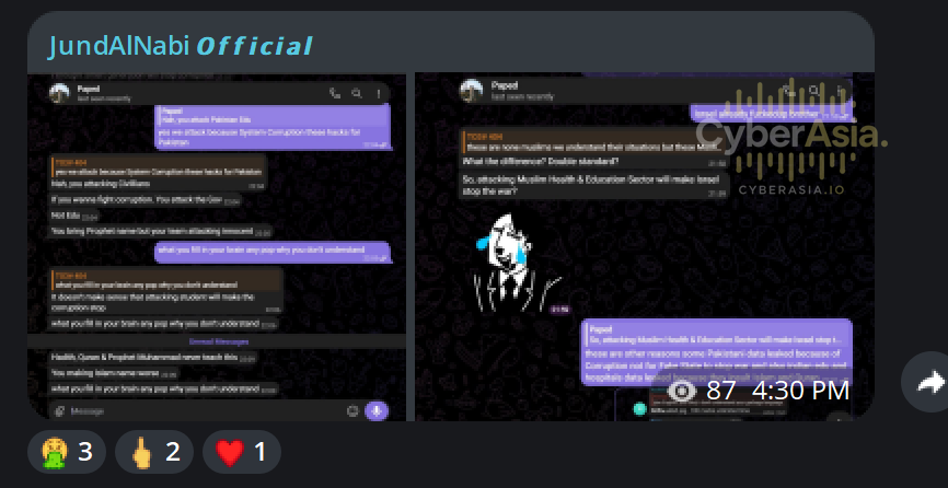 JundAlNabi Leader Publicly Defending Civilian Hacks on Telegram
