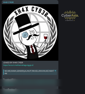 Screenshot showing the XH4X CYB3R Mahkamah Agung Data Leak claim featuring Indonesian e-court PII details