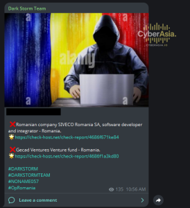 Dark Storm Team Collaborates with NoName057(16) in OpRomania DDoS Campaign