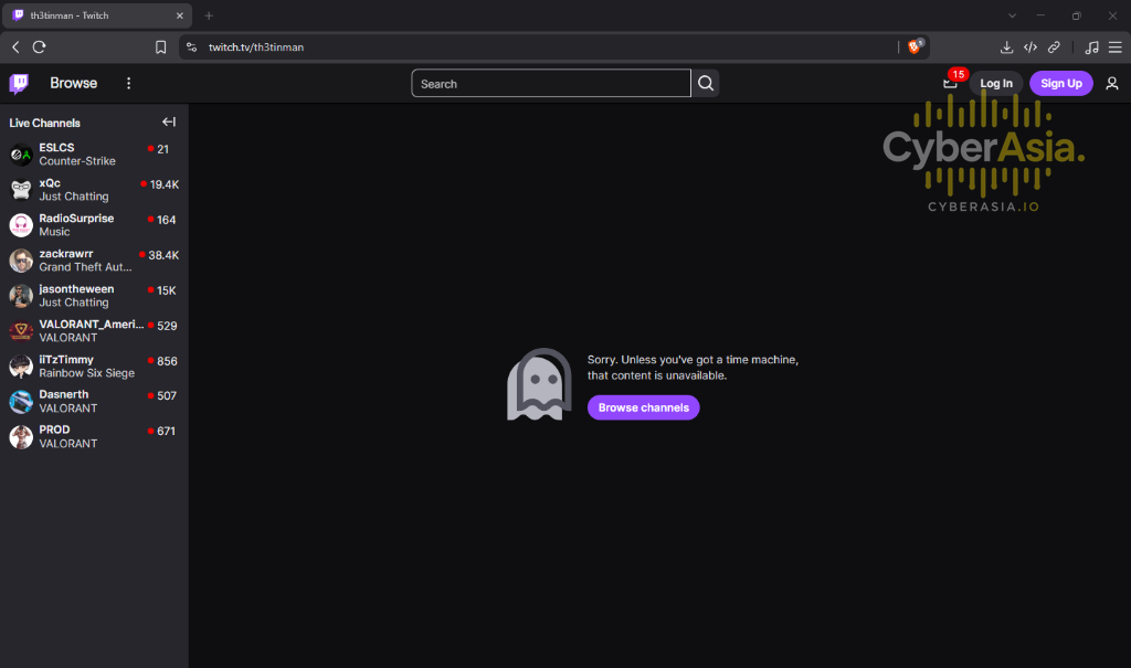 Twitch Down Service Error Interface During Outage