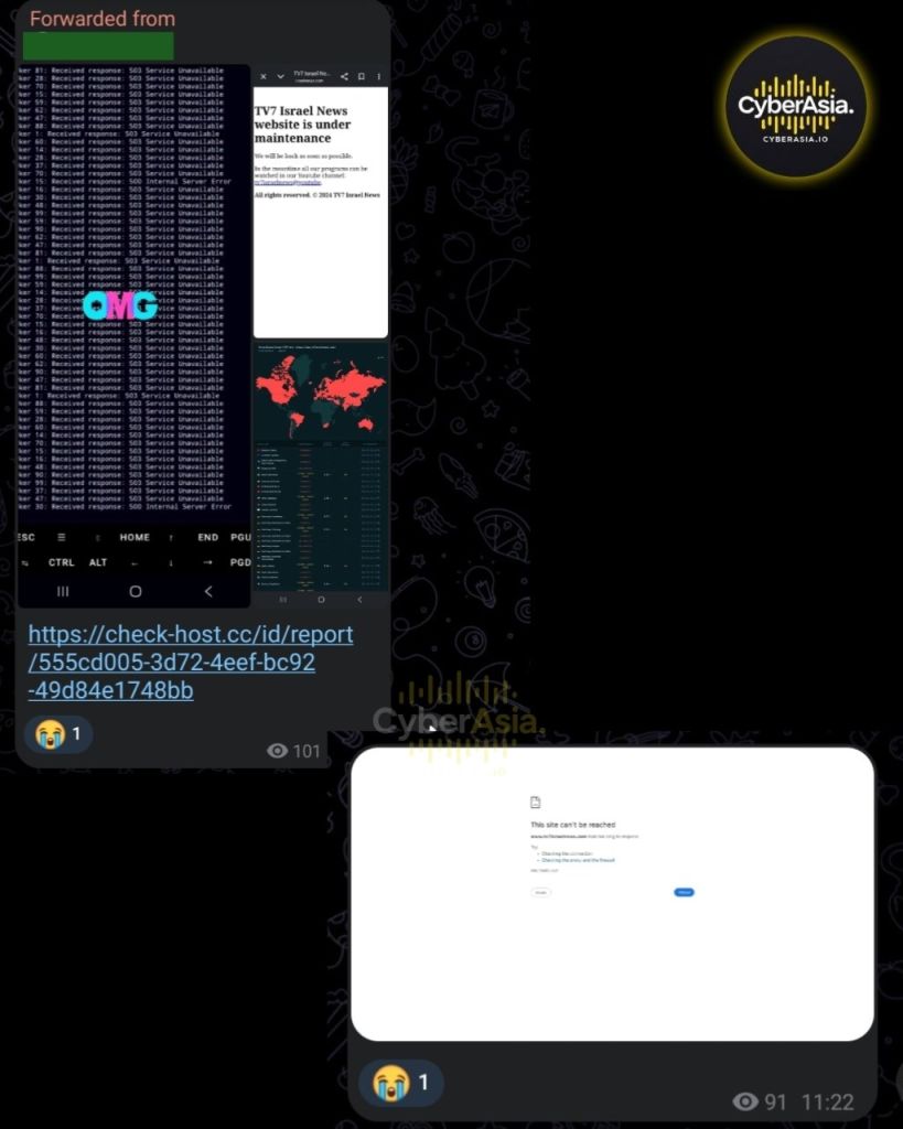 Figure 10 : 503 log and TV7 Israel News maintenance page