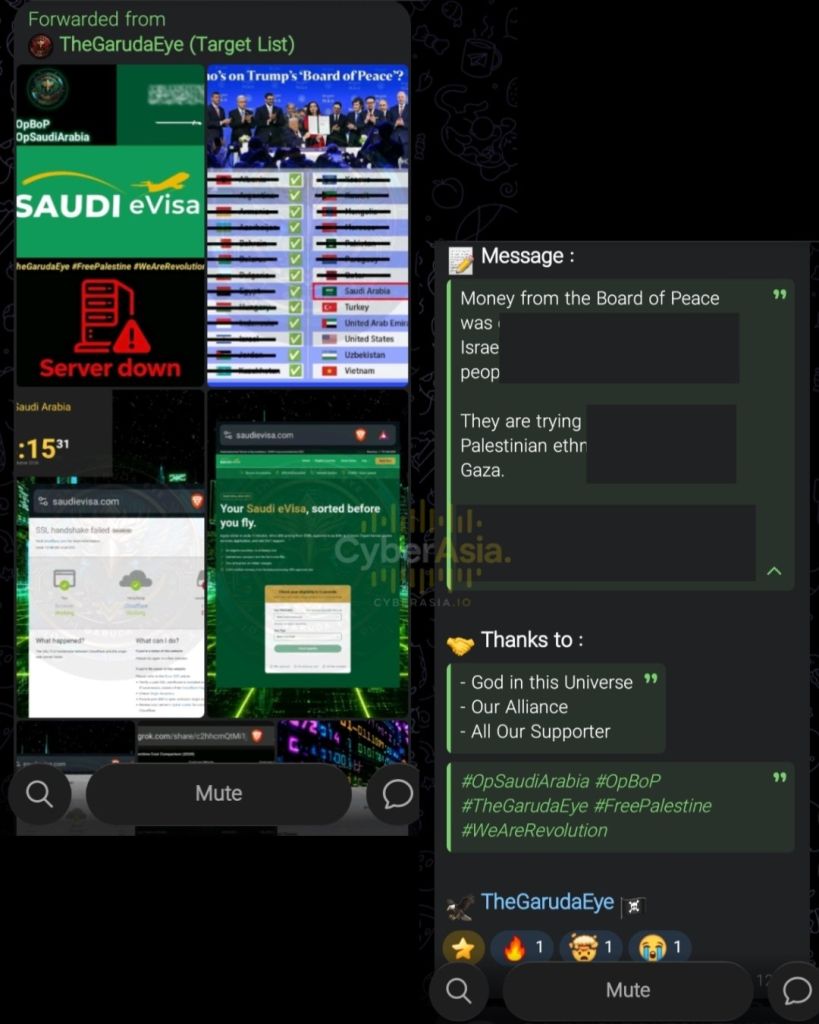 Figure 2 : Server down graphic and SSL handshake failure capture for saudievisa.com posted by TheGarudaEye after the DDoS attack