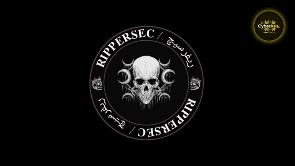 Figure 1 : RipperSec logo, a skull framed by crescent moons, in the Meitav DDoS attack report